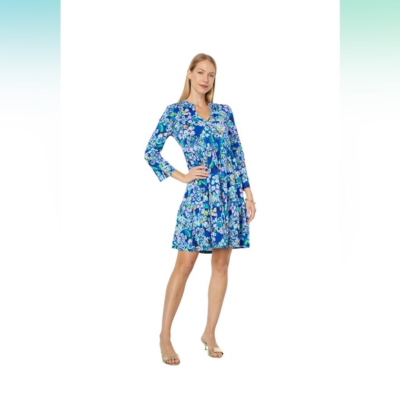 Lilly Pulitzer Floral Blue Dress XL - Picture 1 of 7